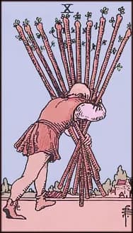 10 of Wands tarot card