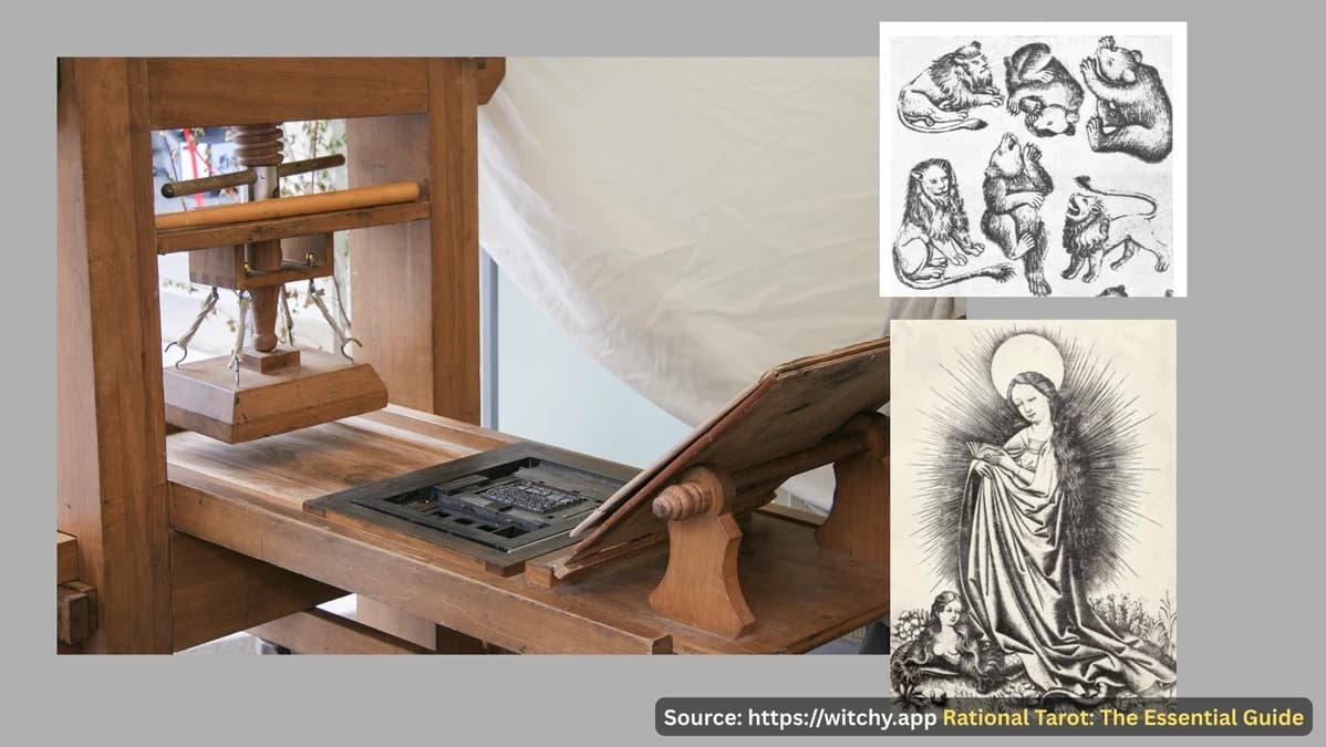 Early printing press used for woodblock card production